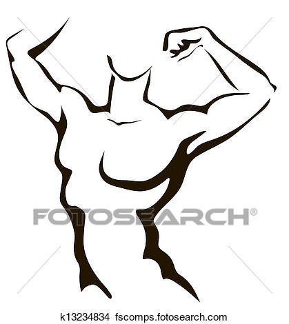 419x470 Clipart Of Sketch Of Athletic Man K13234834