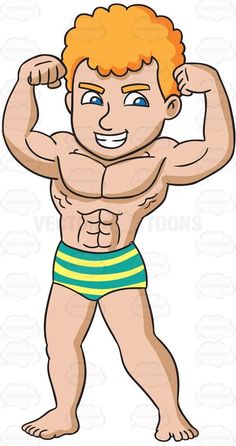 236x446 A Guy Flexing His Muscles Cartoon