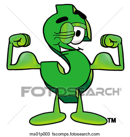 444x470 Clipart Of Dollar Sign Flexing Muscles Ms01p003