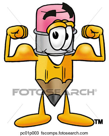 377x470 Clipart Of Pencil Flexing Muscles Pc01p003