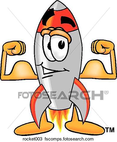 388x470 Clipart Of Rocket Flexing Muscles Rocket003