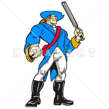 361x361 Mascot Clipart Image Of A Patriots Baseball Player With Muscles