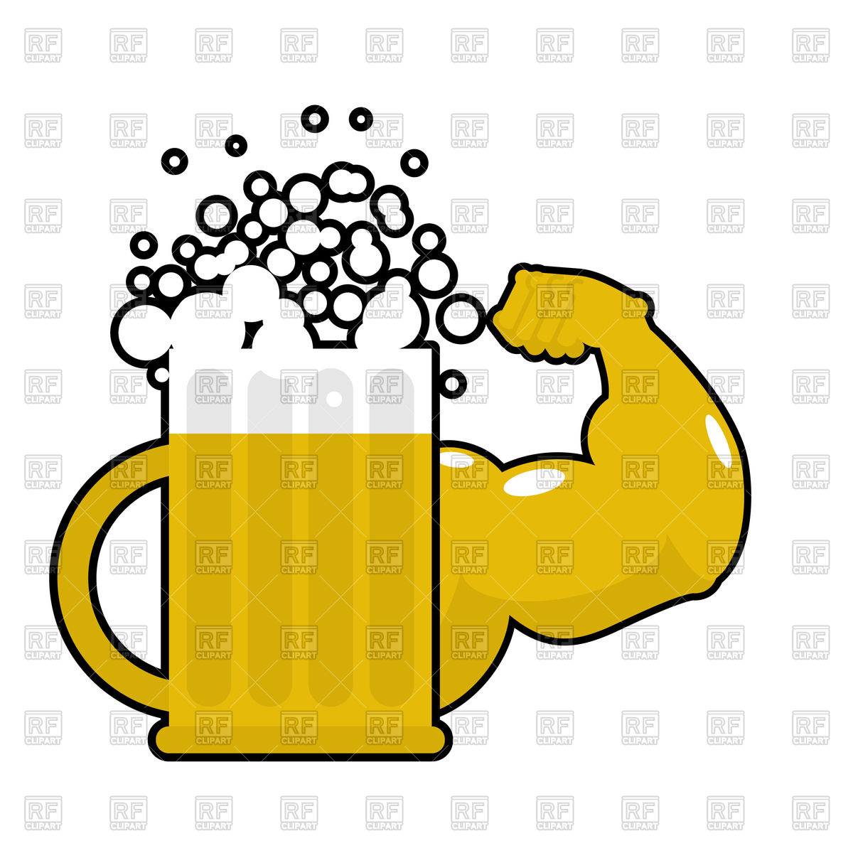 1200x1200 Mug With Big Muscles, Strong Beer Royalty Free Vector Clip Art