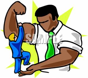 300x267 Tiny Businessman Squeezing The Muscles Of A Larger Man Clip Art Image