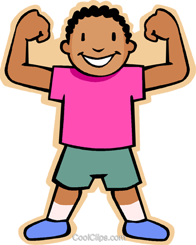 385x480 Boy Showing Muscles Royalty Free Vector Clip Art Illustration