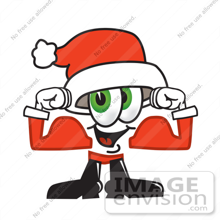450x450 Clip Art Graphic Of A Santa Claus Cartoon Character Flexing His
