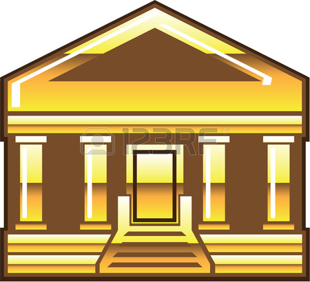 450x410 Golden Museum Bank Building Vector Illustration Clip Art Image