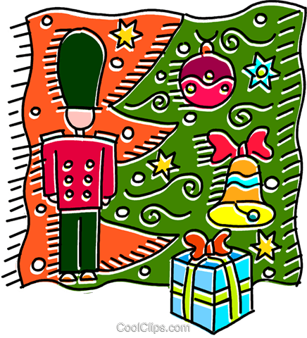 436x480 Toy Soldier Under The Christmas Tree Royalty Free Vector Clip Art