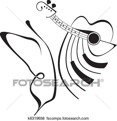 450x463 Clip Art Of Butterfly Music Tattoo K6319658