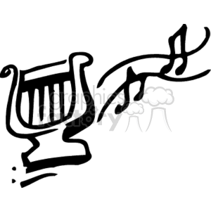 300x300 Royalty Free Cartoon Harp Playing Music 150150 Vector Clip Art