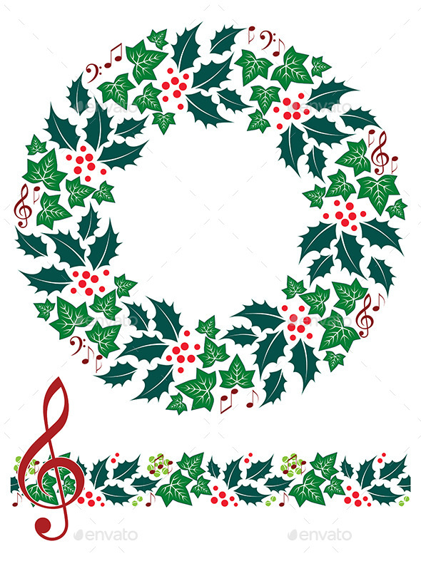 590x787 Christmas Music Wreath And Seamless Border By Artyzan Graphicriver