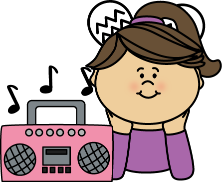 445x364 Girl Listening To Music Clip Art