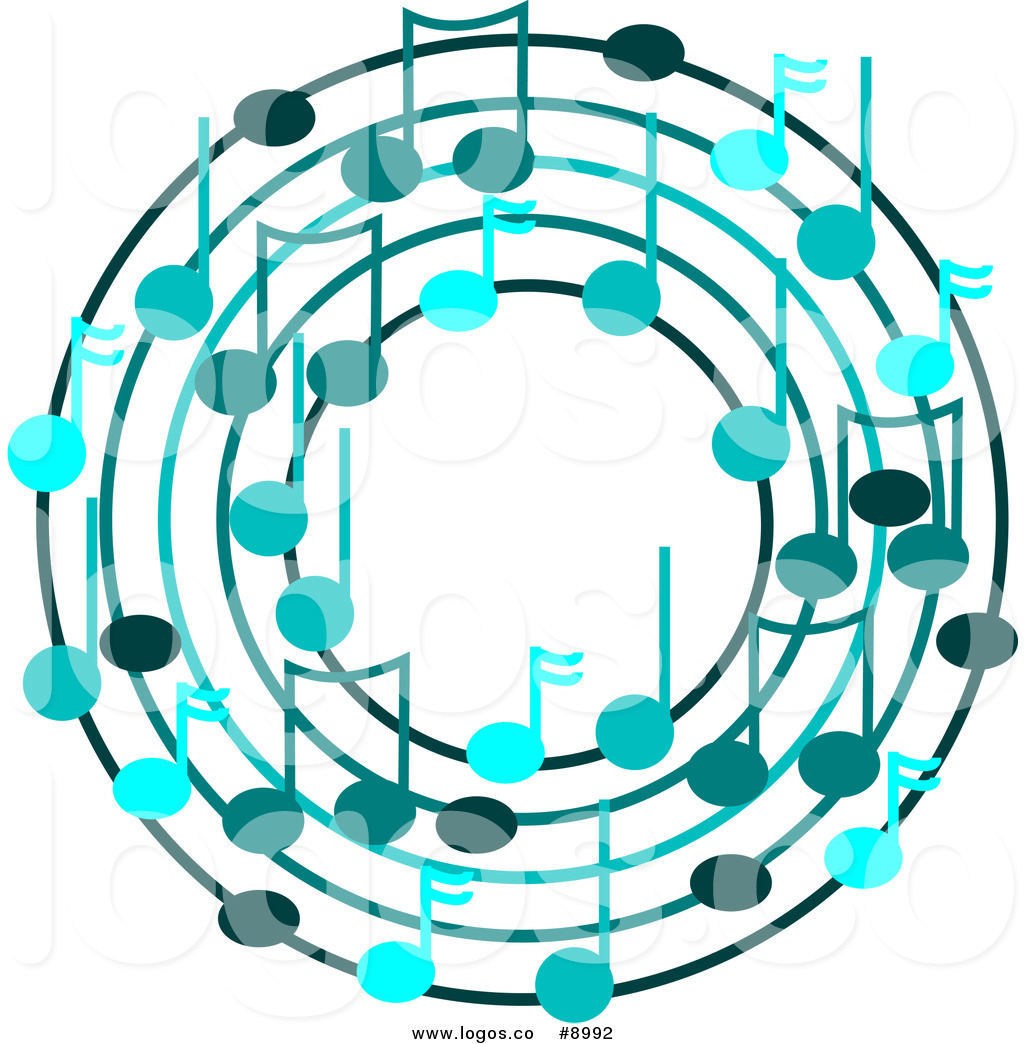 1024x1044 Royalty Free Clip Art Vector Logo Of A Wreath Of Blue Music Notes