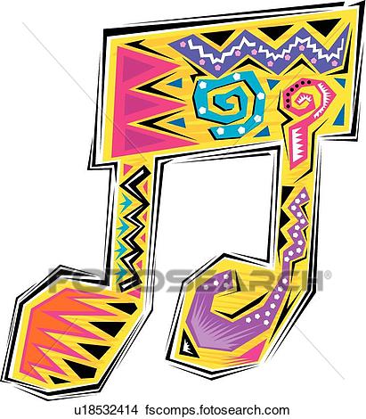 411x470 Clipart Of Fiesta Music Note U18532414