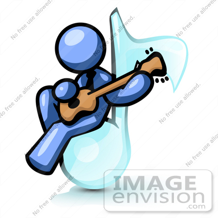 450x450 Cliprt Graphic Of Blue Guy Character Playing Guitar On