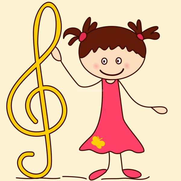 600x600 Kids With Music Notes And Symbols Doodle Clipart