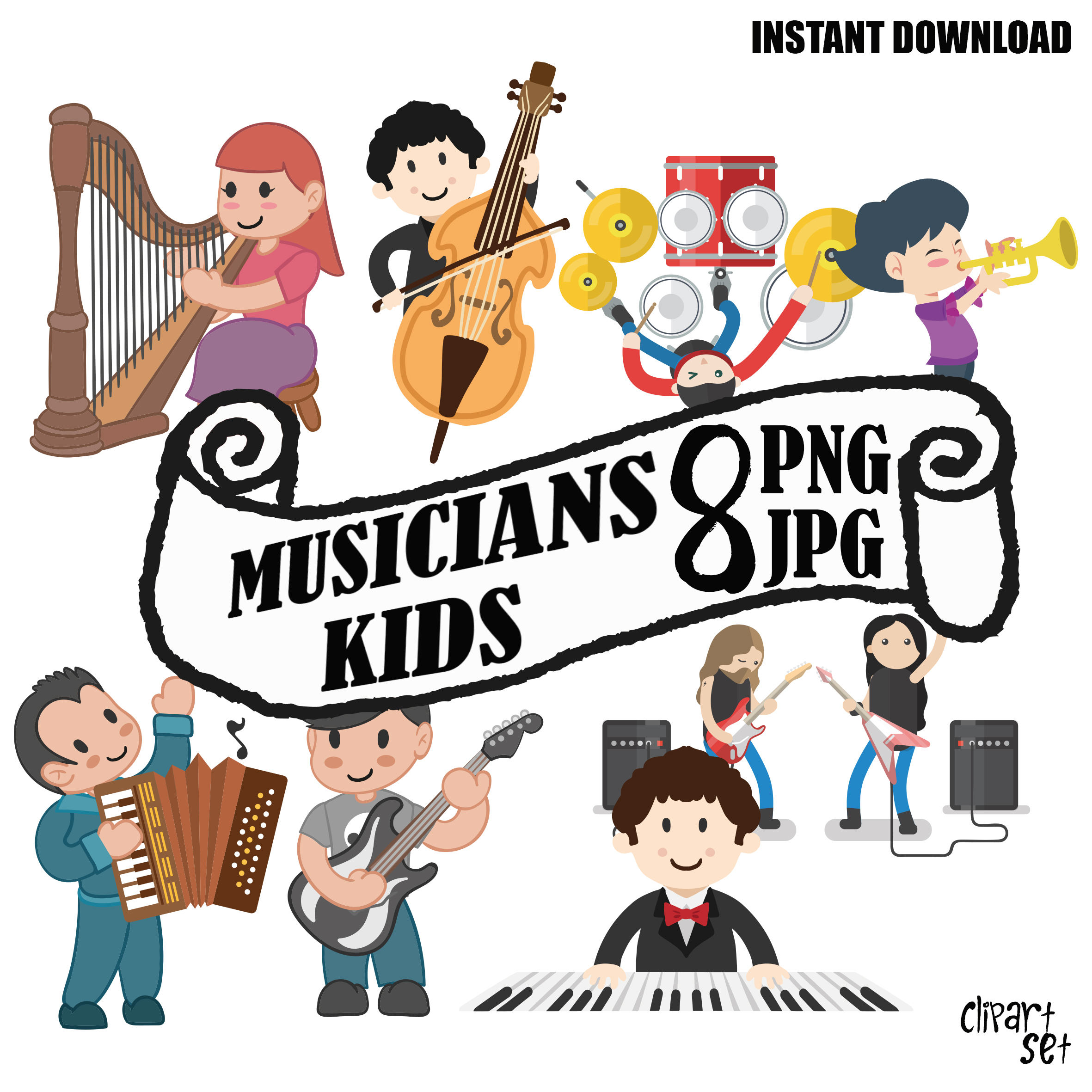 2362x2362 Set Musicians Kids Clipart Commercial Use, Music Kids Vector
