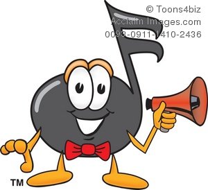 300x274 Clipart Cartoon Music Note With A Megaphone
