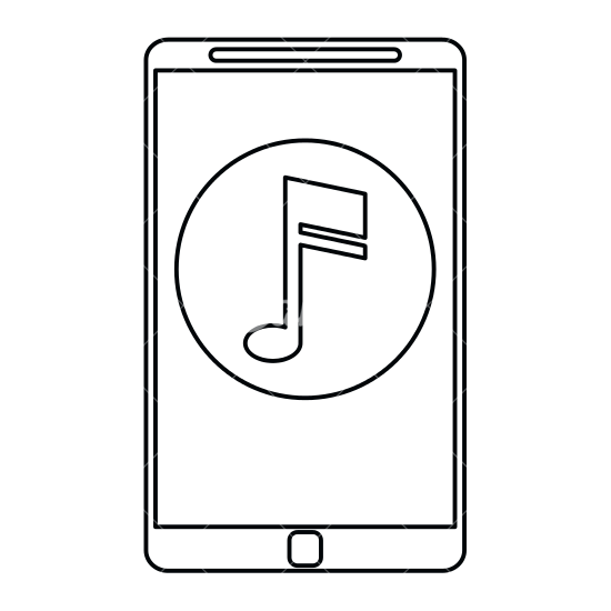 550x550 Smartphone With Music Note Outline