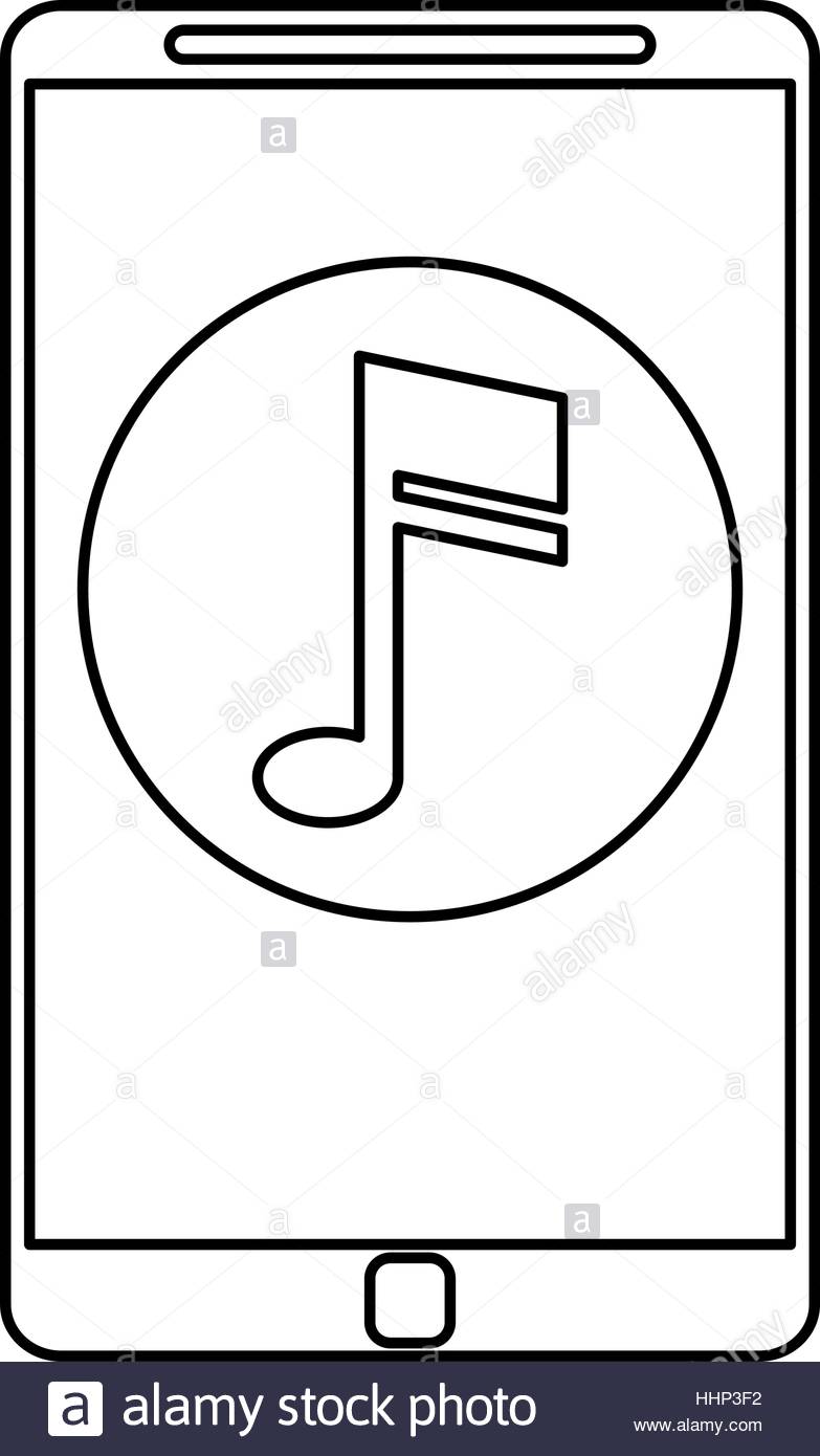 783x1390 Smartphone Music Note Digital App Outline Stock Vector Art