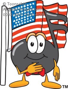 230x300 Cartoon Music Note With The American Flag