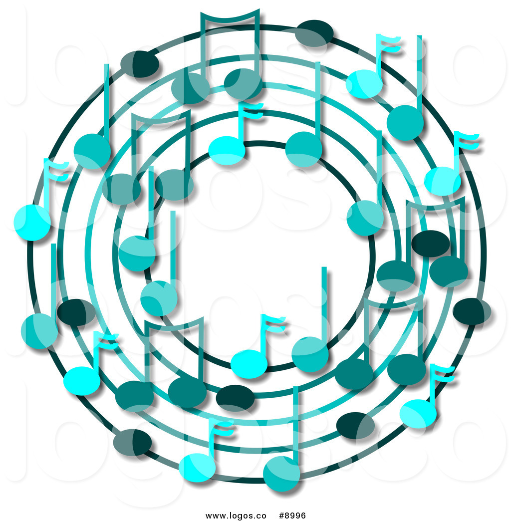 1024x1044 Royalty Free Clip Art Logo Of A Wreath Of Blue Music Notes