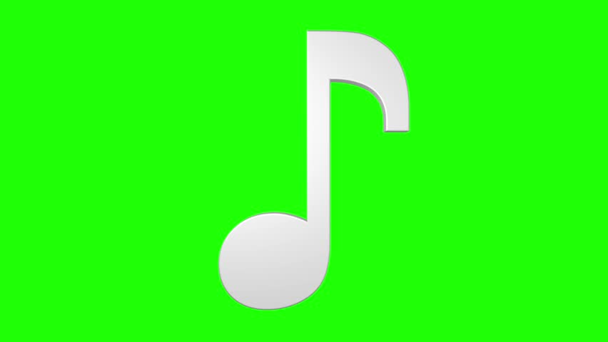 852x480 Musical Note Rotating Loop 3d Green Screen White Silver Stock