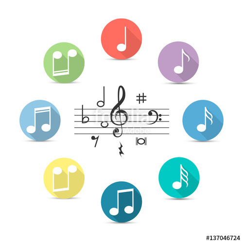 500x500 Music Notes Icon In Flat Style Isolated On Transparent Background
