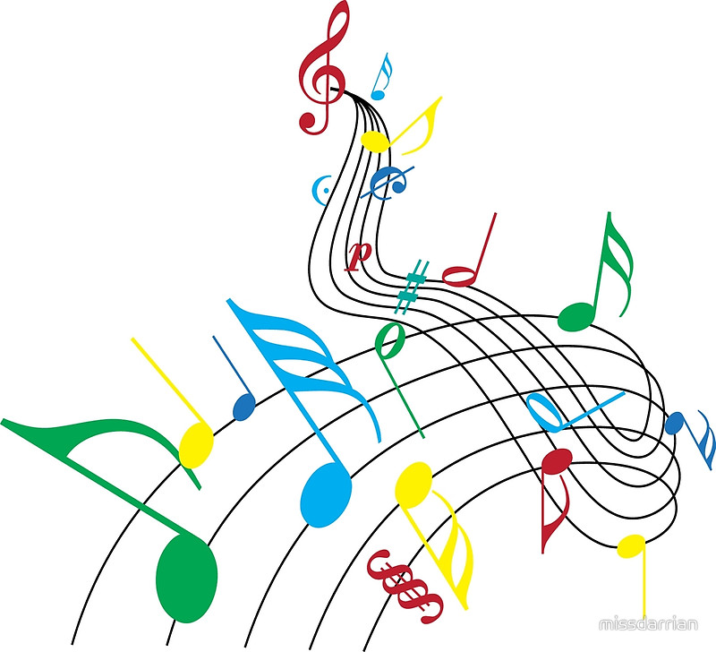 800x728 Colorful Music Notes On A Swirl Design Canvas Prints By