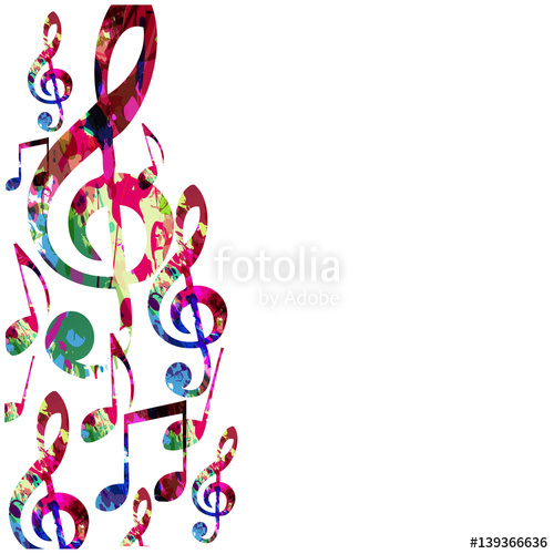 500x500 Colorful Music Notes Isolated Vector Illustration. Music