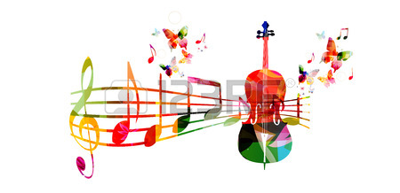 450x218 Colorful Music Background With Violoncello And Music Notes Royalty