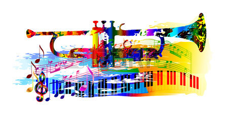 450x232 Colorful Music Instruments Design Background With Guitar, Piano