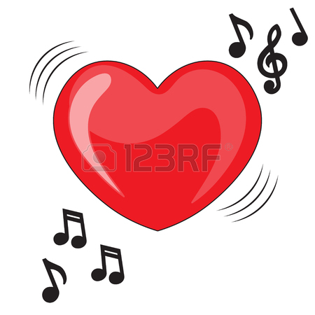 450x450 Heart Illustration With Music Notes. Heart Music. Valentine Card