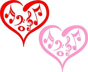 300x246 Heart Wmusic Notes Pick Your Color Vinyl Car Window Sticker