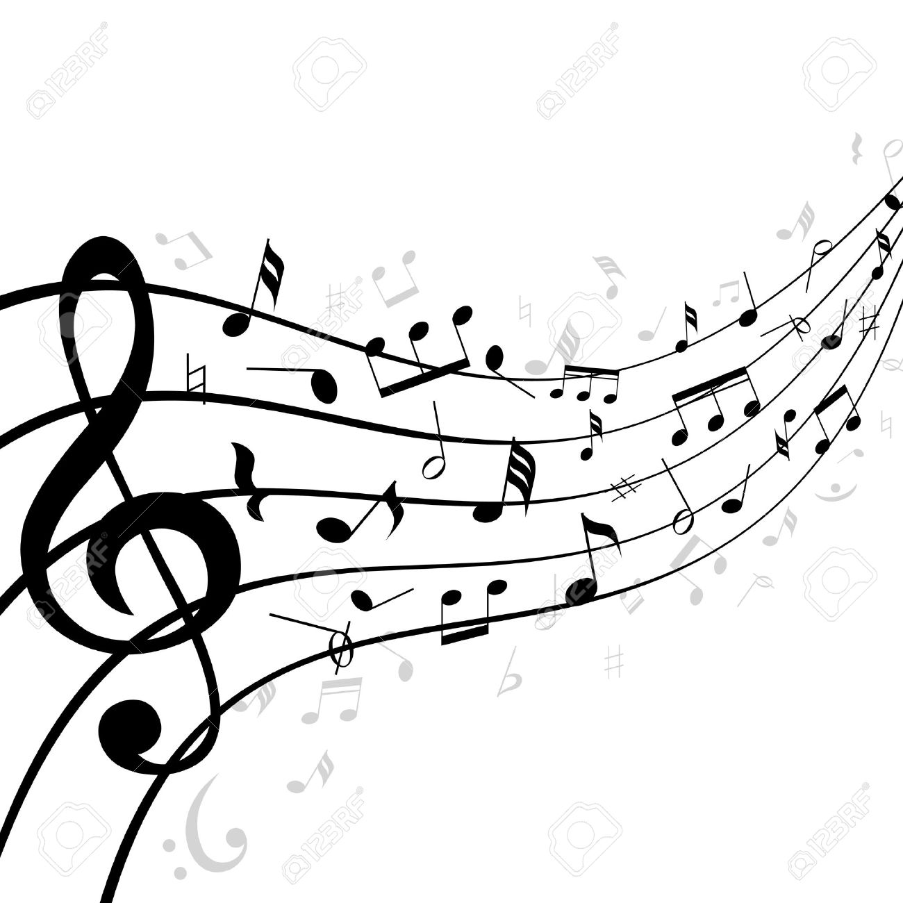 1300x1300 Music Notes On A Stave Or Staff Consisting Of Five Lines Curving