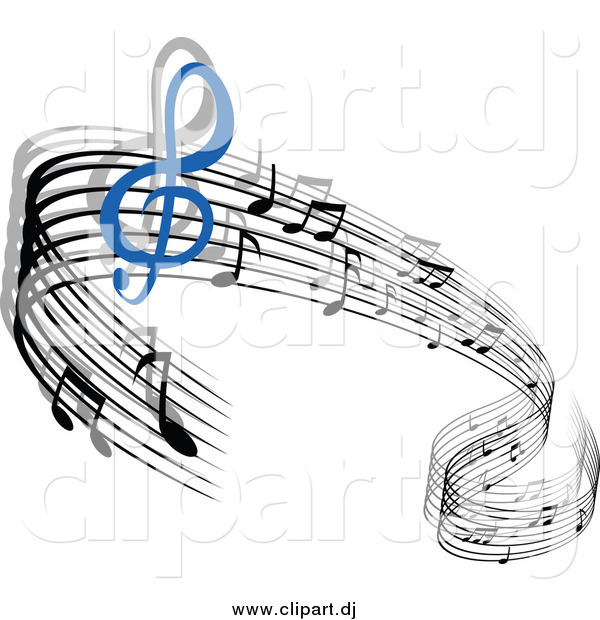 600x620 Vector Clipart Of A Waving Staff And Music Notes By Vector