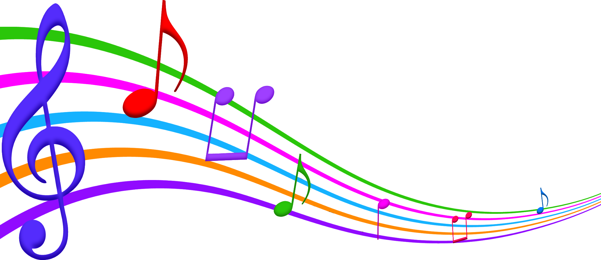 2040x884 Colorful Musical Notes Clipart