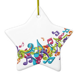 324x324 Music Notes Star Shaped Ceramic Christmas Decorations Zazzle