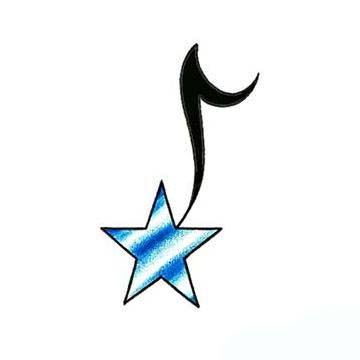360x360 Star Music Note Tattoo Design