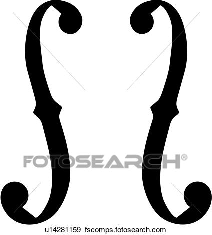 423x470 Clip Art Of , F, Hole, Instrument, Musical, U14281159