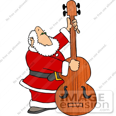 450x450 Santa Claus Playing An Upright Bass Instrument Clipart