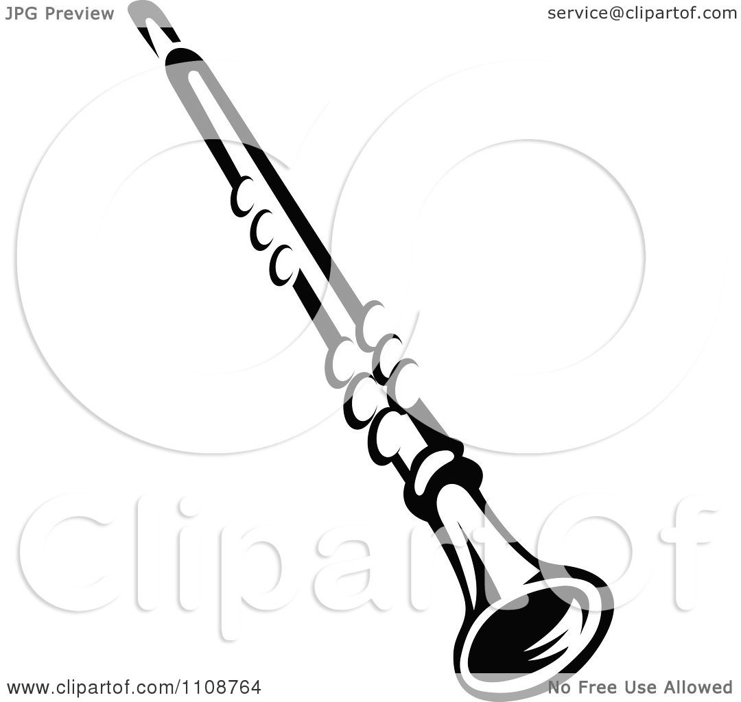 1080x1024 Clipart Black And White Clarinet Musical Instrument