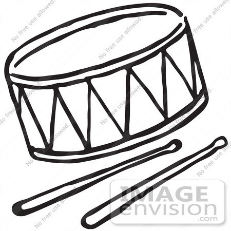 450x450 Clipart Of A Drum And Sticks In Black And White