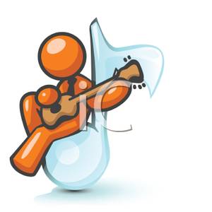 300x300 Free Clipart Imagen Orange Man Playing Guitar Sitting On
