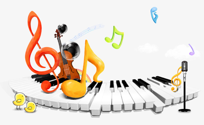 650x400 Piano Keys With Musical Notes, Note, Cartoon Note, Color Notes Png