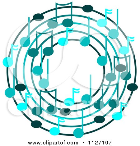 450x470 Cartoon Of A Ring Or Wreath Of Purple Music Notes With Shadows