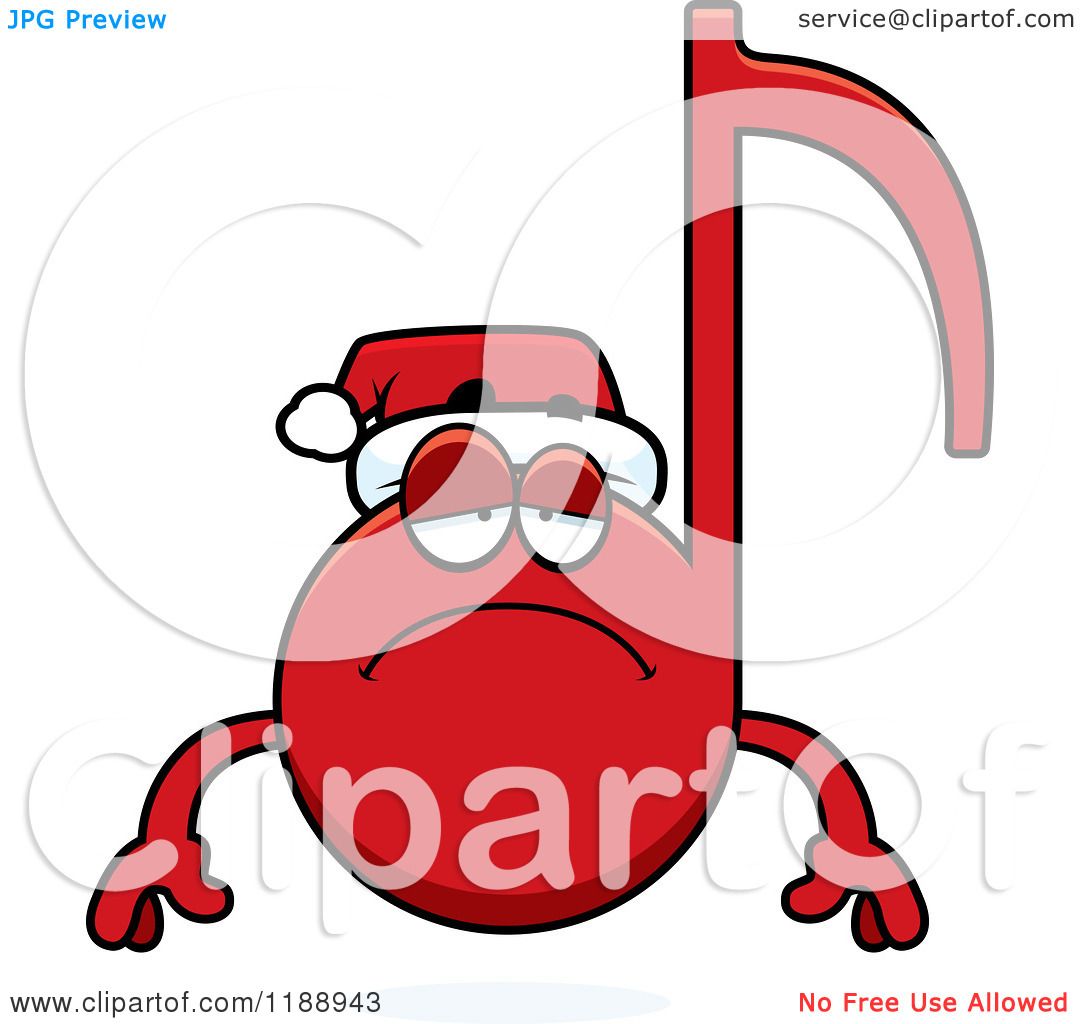 1080x1024 Cartoon Of A Depressed Christmas Music Note Mascot
