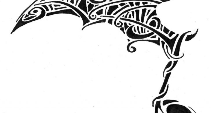 728x393 Collection Of Musical Note Tribal Hawk Tattoo Design