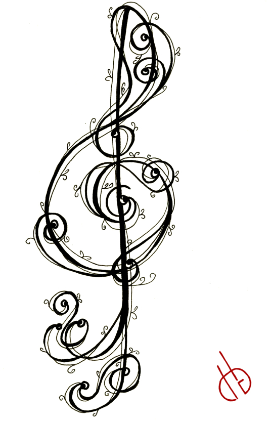 536x836 Trebleg Clef Music Art Tattoo