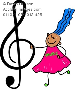 253x300 Image Of A Happy Little Girl Holding A Giant Treble Clef Music Symbol